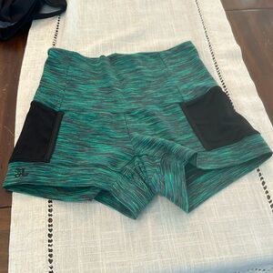 Jo+Jax Green and Black Dance Shorts - Size XS Adult